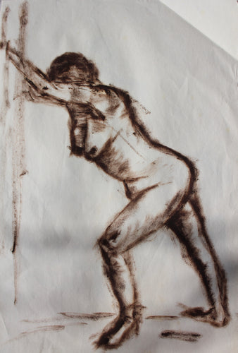 ' Nude Woman (leaning and stretching)' original drawing by Jacqueline Read-Szymczyk